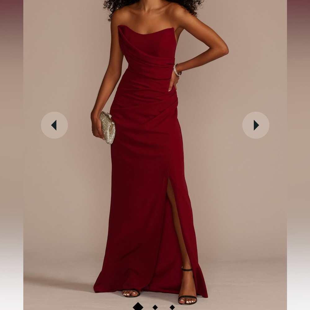 David’s Bridal Strapless Draped Sheath Dress